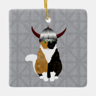 Ornement En Céramique L'ornement de chat de Calico Viking