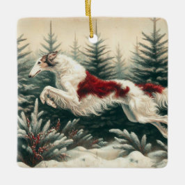 Ornement En Céramique L'ornement de Noël de Borzoi
