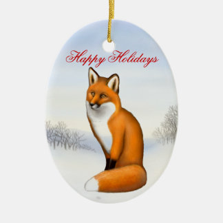 Ornement En Céramique L'ornement personnalisable rouge de Fox d'hiver