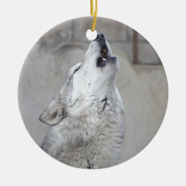 Ornement En Céramique Loup gris d'hurlement (Devant)