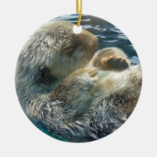 Ornement En Céramique Loutre de sommeil (Devant)