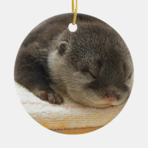 Ornement En Céramique Loutre dormant