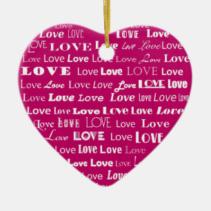 Ornement En Céramique Love Heart Word