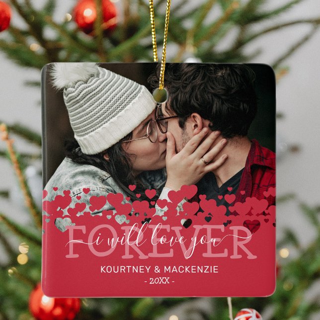 Ornement En Céramique Love You Forever Photo Noël (Créateur téléchargé)