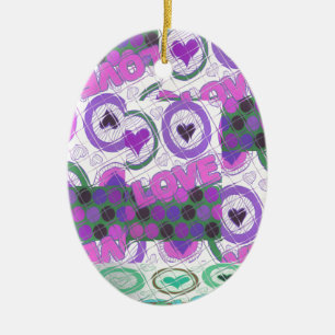 Ornement En Céramique Lovely Love Heart Motif Art Imprimer