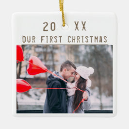 Ornement En Céramique Loving Couple 1st Christmas Keepsaké 2 Photos