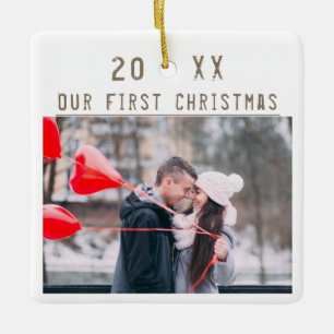 Ornement En Céramique Loving Couple 1st Christmas Keepsaké 2 Photos
