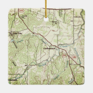 Ornement En Céramique Luckenbach Topo Map
