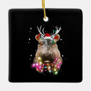 Ornement En Céramique Lumières de Noël Hippo Fiona Hippopotamus Lover