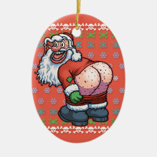 Ornement En Céramique Lune laide de Père Noël