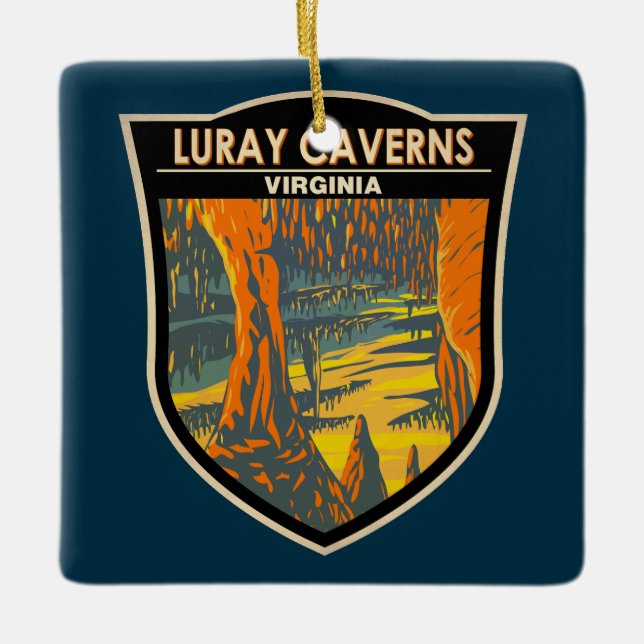 Ornement En Céramique Luray Caverns Virginia Travel Art Badge (Devant)