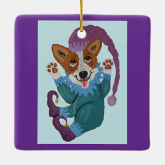 Ornement En Céramique Lutin corgi