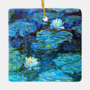 Ornement En Céramique Lys d'eau (bleu) par Claude Monet