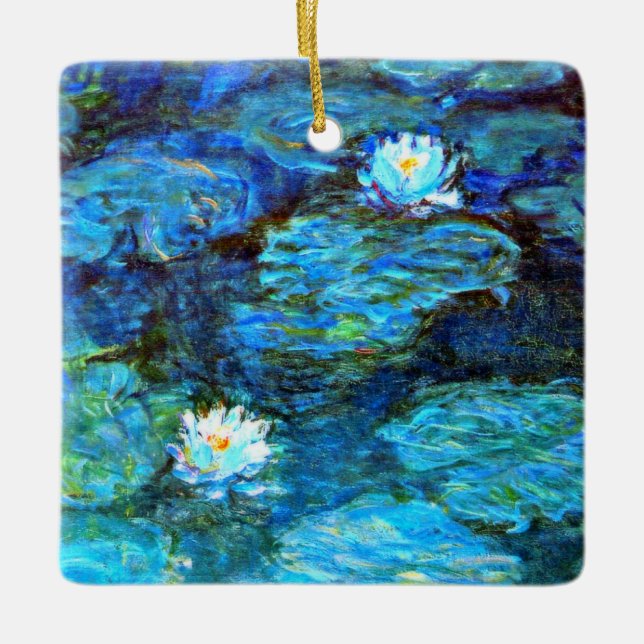 Ornement En Céramique Lys d'eau (bleu) par Claude Monet (Devant)