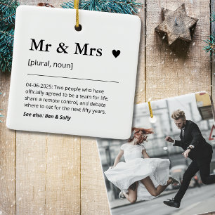 Ornement En Céramique M. et Mme Newlysée Mariage photo cadeau Keepsaké