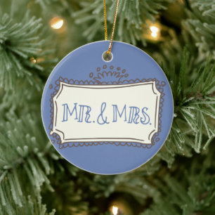 Ornement En Céramique M. & Mme Doodle Badge Keepsaké Ornament
