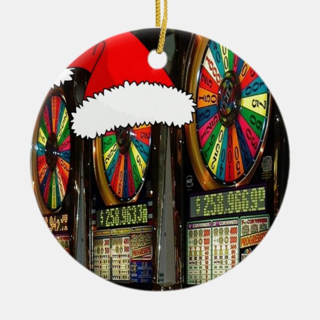 Ornement En Céramique Machines à sous Santa Hat (Devant)