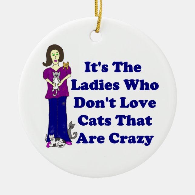 Ornement En Céramique Madame de chat (non fou) (Devant)