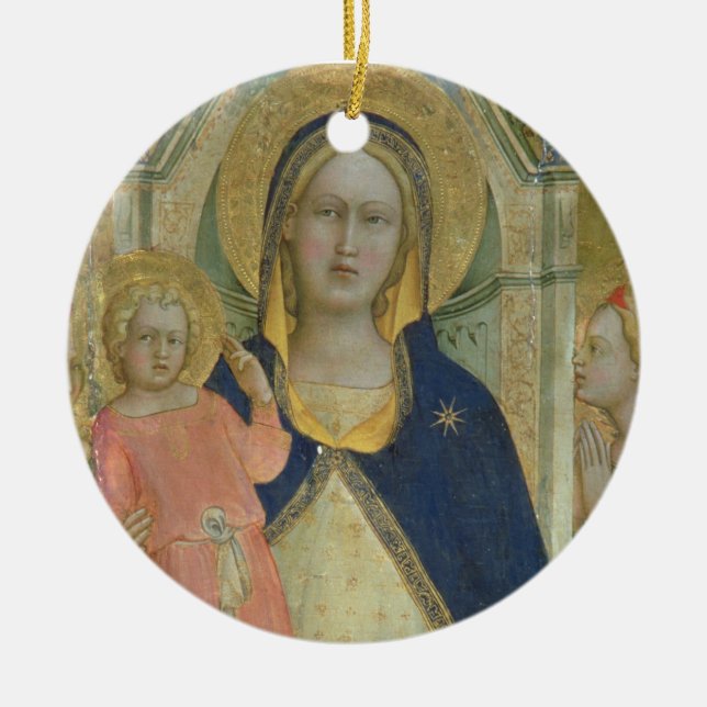 Ornement En Céramique Madonna et l'enfant couronnés avec des saints, (Devant)