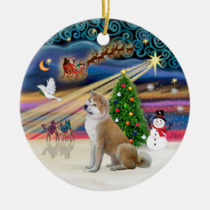 Ornement En Céramique Magie de Noël - Akita Inu 2