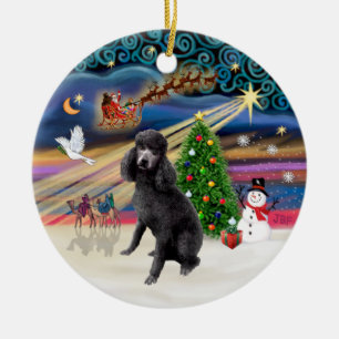 Ornement En Céramique Magie de Noël - Caniche noir standard