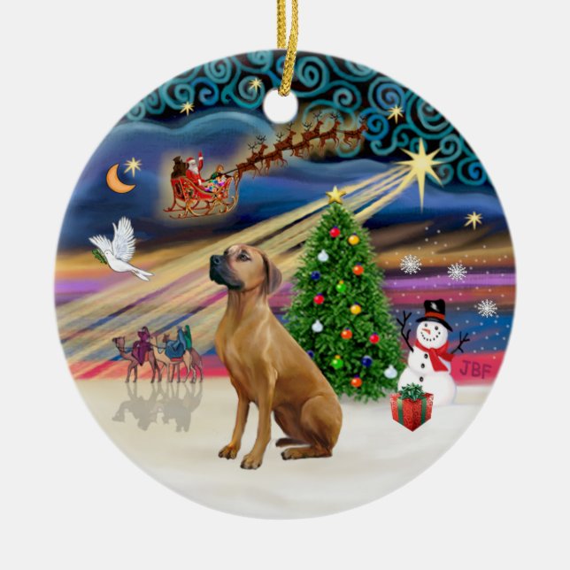 Ornement En Céramique Magie de Noël - Rhodesian Ridgeback (Devant)