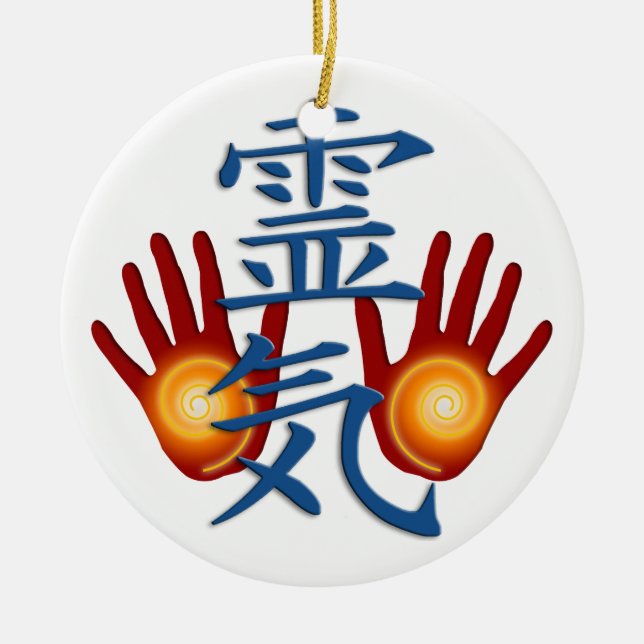 Ornement En Céramique Mains de Reiki (Devant)