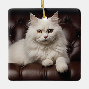 Ornement En Céramique Majestic white cat