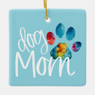 Ornement En Céramique Maman de chien empreinte de patte amour de chiot f