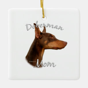 Ornement En Céramique Maman Doberman Pinscher (rouge) 2