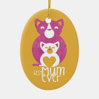 Ornement En Céramique Maman rose de chat