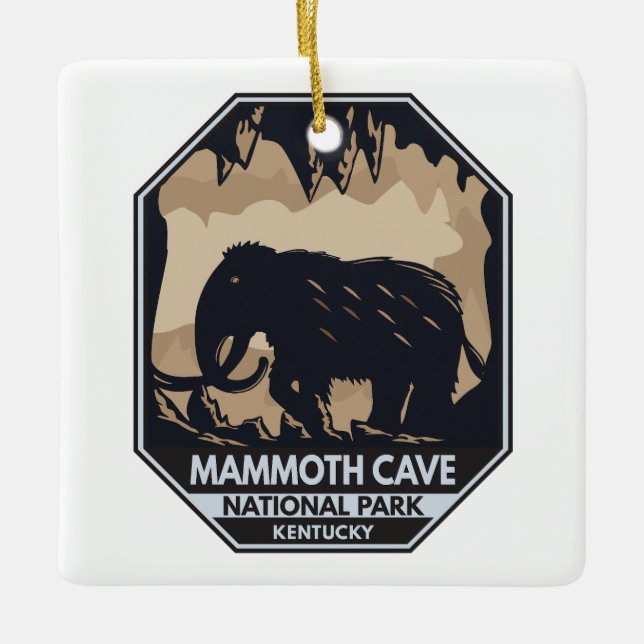 Ornement En Céramique Mammoth Cave National Park Wooly Mammoth Emblem (Devant)