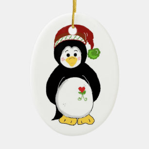 Ornement En Céramique Manchot de Noël