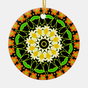 Ornement En Céramique Mandala de fleur