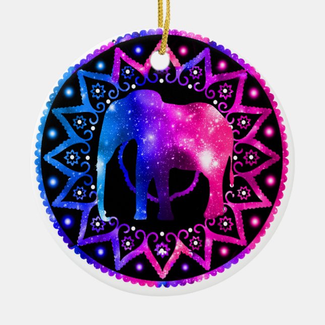Ornement En Céramique Mandala d'éléphant (Devant)