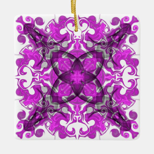 Ornement En Céramique mandala rose Abstrait, tourbillon papillon psychéd (Devant)