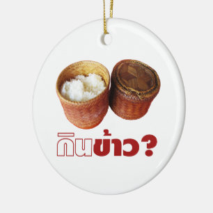Ornement En Céramique Mange Du Riz ? [Gin Khao ? ] ... Thai Lao Isan