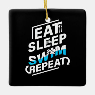 Ornement En Céramique Mangez Sleep Swim