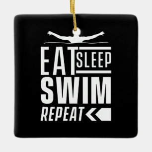 Ornement En Céramique Mangez Sleep Swim Répéter