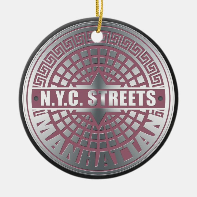 Ornement En Céramique Manhole Covers Manhattan (Devant)