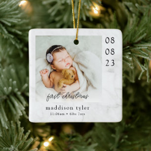 Ornement En Céramique Marbre photo de Noël du bébé
