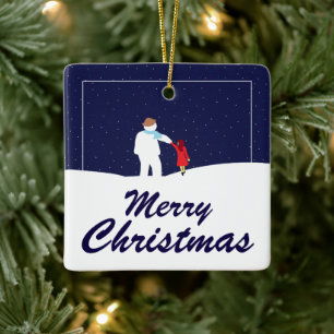 Ornement En Céramique Marche avec l'ornement en céramique de Noël de Sno