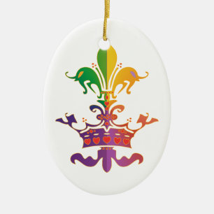 Ornement En Céramique Mardi gras Fleur de Crown