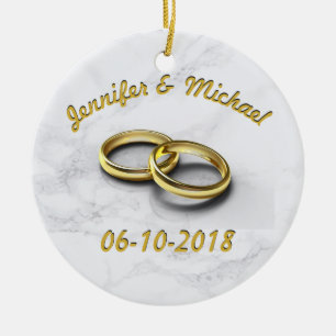 Ornement En Céramique Mariage Date Mariée & Groom Personnaliser les anne