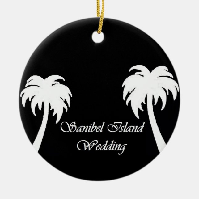 Ornement En Céramique Mariage de l'île de Sanibel (Devant)