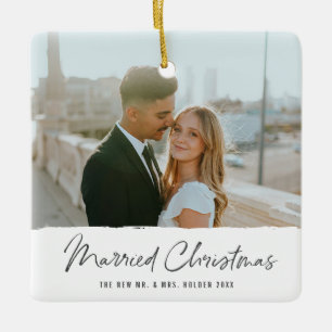 Ornement En Céramique Mariage Moderne Noël Nouvellement Mariés Mariage 2