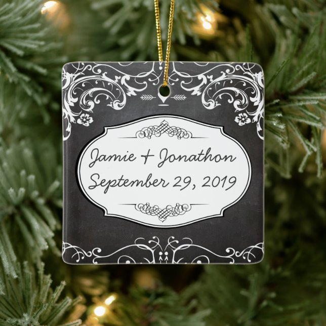 Ornement En Céramique Mariages de typographie de tableau noir (Arbre)