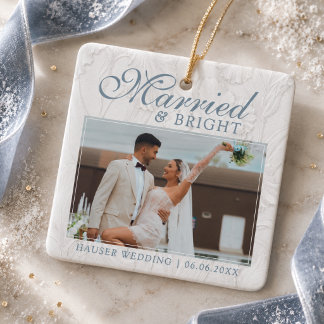 Ornement En Céramique Mariés & Brillants Noël de jeune marié Mariage