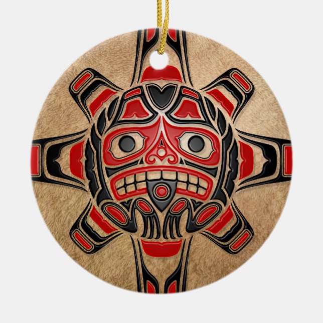 Ornement En Céramique Masque de Sun de Haida (Devant)