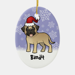Ornement En Céramique Mastiff/Bullmastiff de Noël